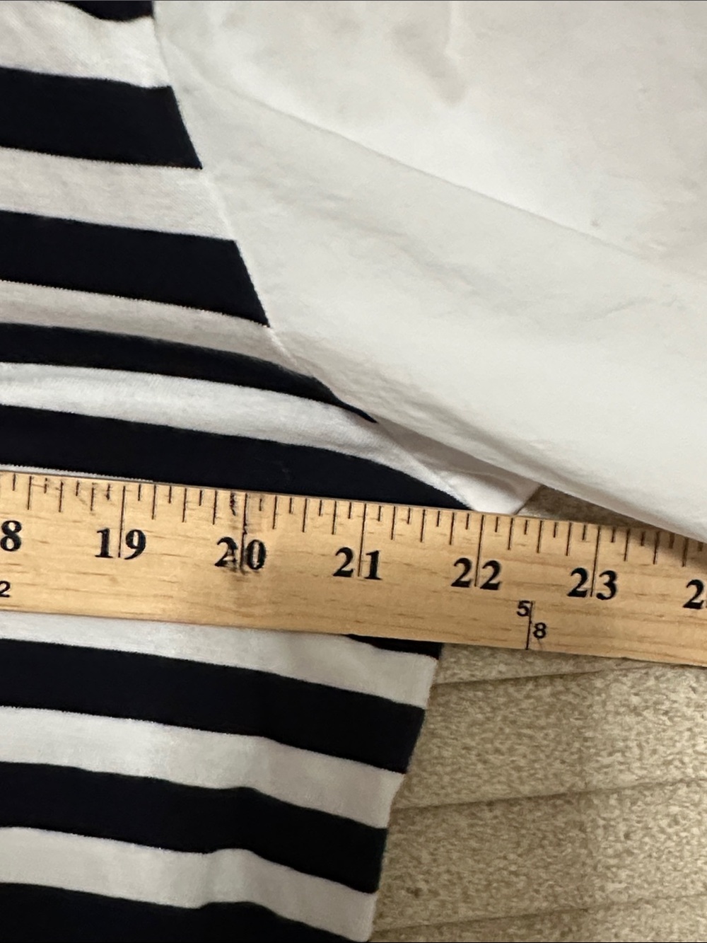 Talbots Navy and White Striped Puff-Sleeve Tee - Picture 7 of 8